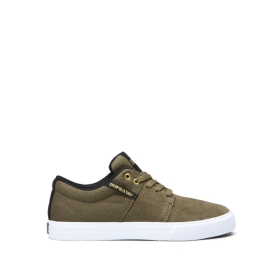 Supra STACKS II VULC Lave Sneakers Barn Olivengrønne/Svart/Hvite | NO-50006